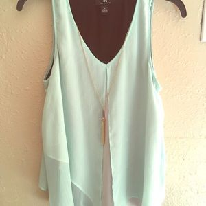 2 Sleeveless Layered Tops w/chain